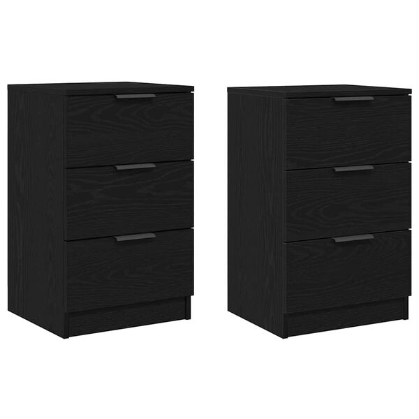 vidaXL Cabinet de chevet avec tiroir 2 pcs Ch&ecirc;ne noir 40 x 65 x 65 cm