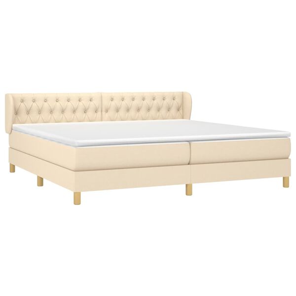 vidaXL Sommier &agrave; lattes de lit avec matelas Cr&egrave;me 200x200 cm Tissu