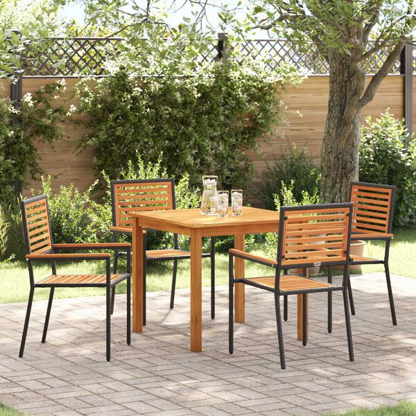 vidaXL Ensemble de salle à manger pour jardin 5 pcs Noir Poly rotin