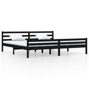 vidaXL Cadre de lit sans matelas noir bois massif 200x200 cm