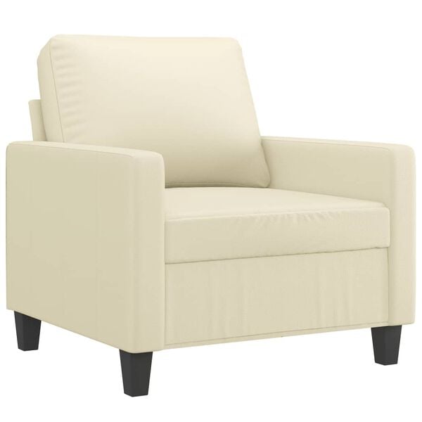 vidaXL Fauteuil avec repose-pied Cr&egrave;me 60 cm Similicuir