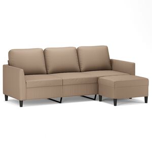 vidaXL Canap&eacute; &agrave; 3 places avec repose-pieds Cappuccino 180cm Similicuir