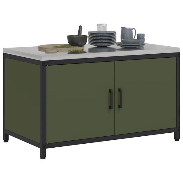 vidaXL Rangement de cuisine Vert olive 60 x 50 x 92 cm Acier