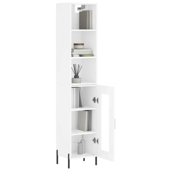 vidaXL Buffet haut Blanc brillant 34,5x34x180 cm Bois d'ing&eacute;nierie