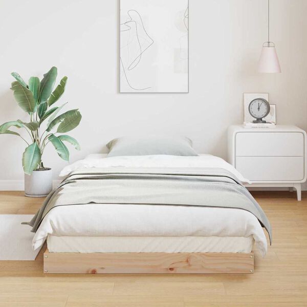 vidaXL Cadre de lit sur&eacute;lev&eacute; Naturel 100 x 210 cm Bois de pin massif