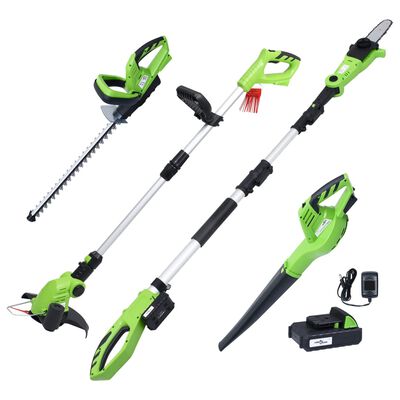 vidaXL Set d'outils électriques jardin sans fil 4pcs chargeur/batterie