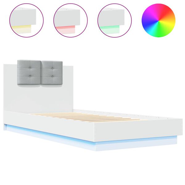 vidaXL Cadre de lit avec LED sans matelas blanc 100x200 cm