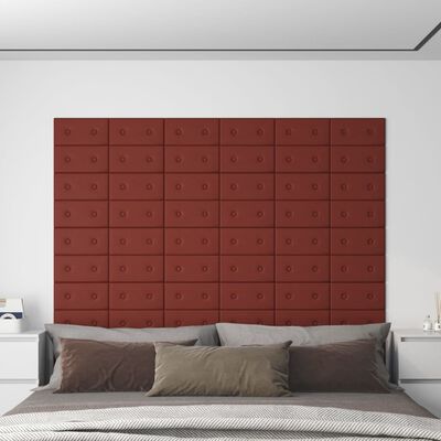 vidaXL Panneaux muraux 12pcs Rouge bordeaux 30x15 cm Similicuir 0,54m²
