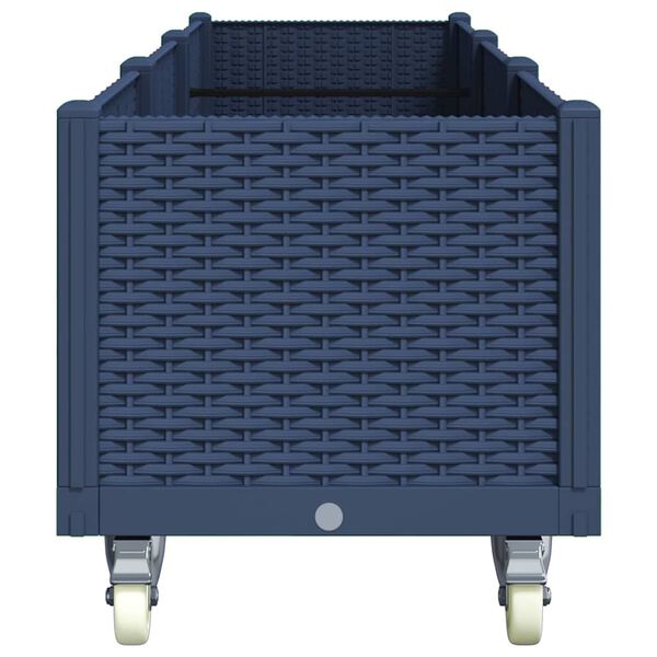 vidaXL Jardinière à roulettes bleu gris 240x50x54 cm PP