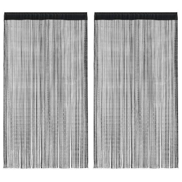 vidaXL Rideau en fils 2 pcs 100 x 250 cm Noir