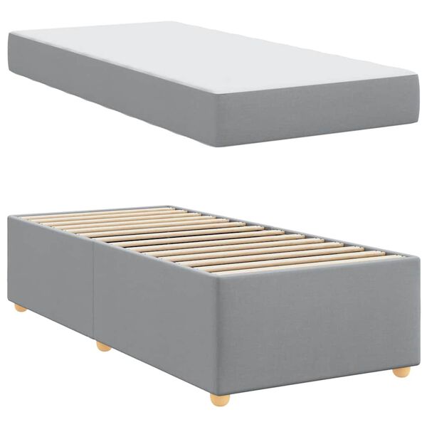 vidaXL Cadre de lit avec matelas Gris clair 100 x 200 cm tissu