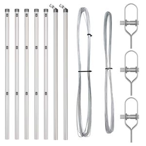 vidaXL Poteau de cl&ocirc;ture ench&acirc;ss&eacute; 7 pc Argent&eacute; Acier enduit de poudre