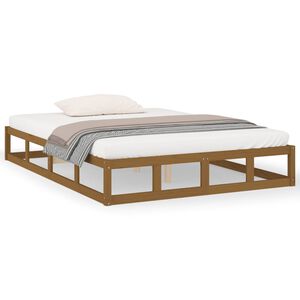 vidaXL Cadre de lit sans matelas marron miel 150x200 cm bois massif