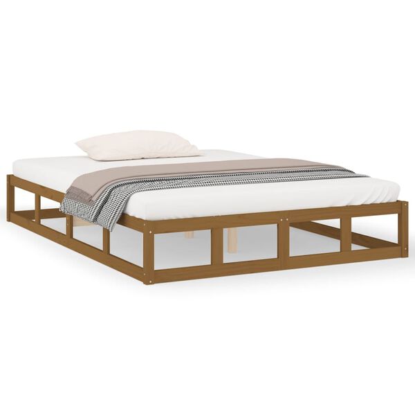 vidaXL Cadre de lit sans matelas marron miel 150x200 cm bois massif