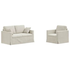 vidaXL Ensemble de Canap&eacute;s 2 pcs Cr&egrave;me 138 x 78 x 80 cm Velours