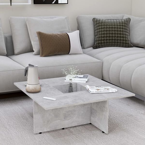 vidaXL Table basse Gris b&eacute;ton 79,5x79,5x30 cm bois d'ing&eacute;nierie