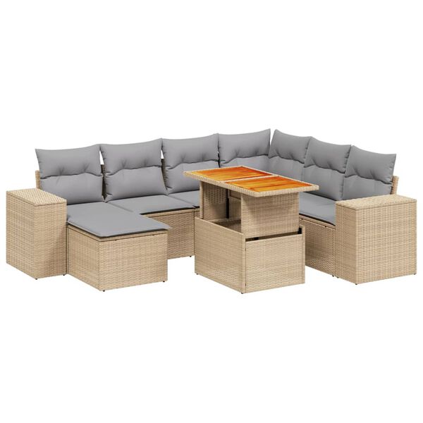vidaXL Salon de jardin avec coussins 8 pcs beige r&eacute;sine tress&eacute;e