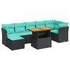 vidaXL Salon de jardin 8 pcs avec coussins noir r&eacute;sine tress&eacute;e