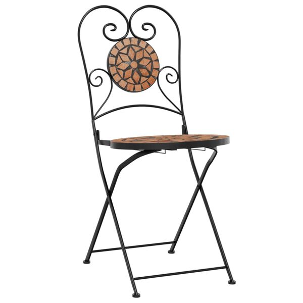 vidaXL Chaises de bistrot pliables lot de 2 terre cuite c&eacute;ramique