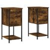 vidaXL Tables de chevet 2 pcs ch&ecirc;ne fum&eacute; 32x42x70 cm bois d'ing&eacute;nierie