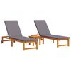 vidaXL Transat 3 pc Bois d'Acacia Massif Marron