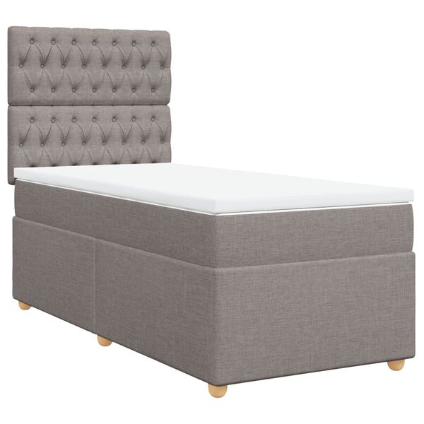 vidaXL Sommier &agrave; lattes de lit avec matelas Taupe 90x200 cm Tissu