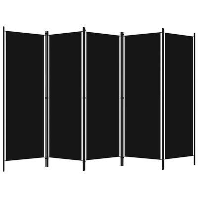 vidaXL Cloison de séparation 5 panneaux Noir 250x180 cm
