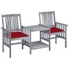 vidaXL Chaises de jardin avec table &agrave; th&eacute; et coussins Acacia solide