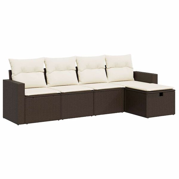 vidaXL Salon de jardin avec coussins 5 pcs marron r&eacute;sine tress&eacute;e