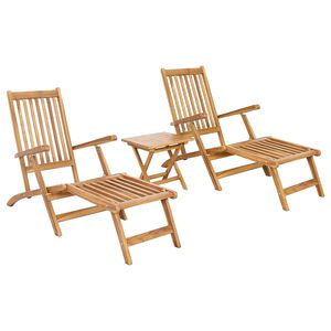 vidaXL Chaise de jardin pliante avec table 2 pcs Naturel