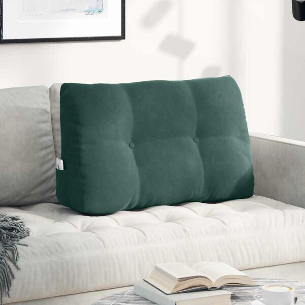 vidaXL Coussin de Dos Vert fonc&eacute; 80 x 24 x 50 cm Velours