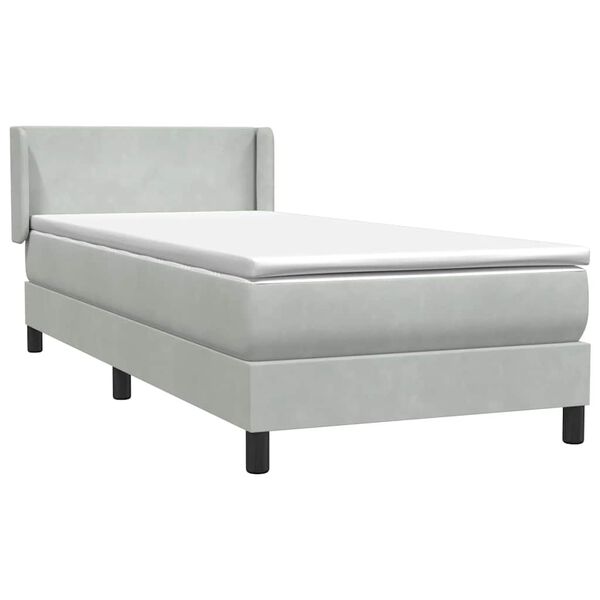 vidaXL Sommier &agrave; lattes de lit et matelas gris clair 90x210 cm velours