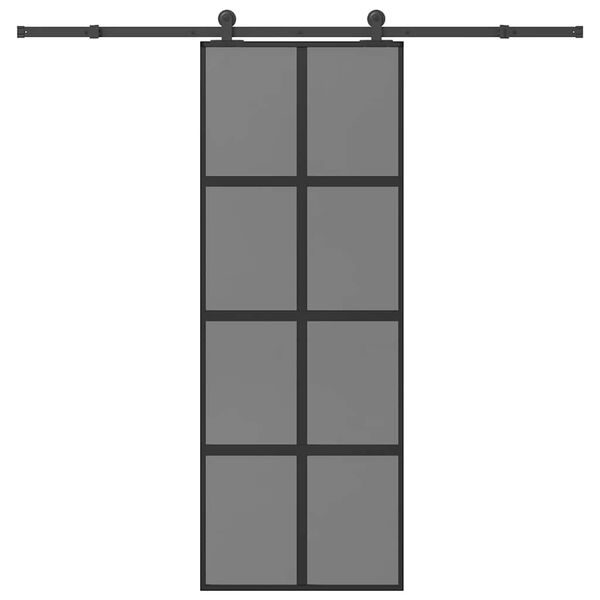 vidaXL Porte coulissante kit de quincaillerie tremp&eacute; verre aluminium