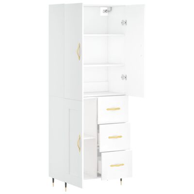 vidaXL Buffet haut Blanc 69,5x34x180 cm Bois d'ingénierie