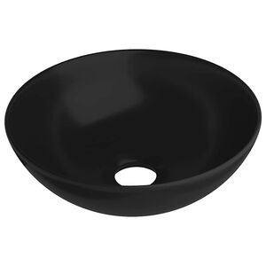 vidaXL Lavabo de salle de bain C&eacute;ramique Noir mat Rond