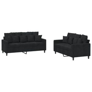 vidaXL Ensemble de canap&eacute;s 2 pcs avec coussins Noir Velours