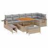vidaXL Ensemble de canap&eacute; de jardin 9 pc Beige polyrotin