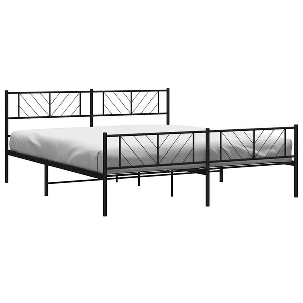 vidaXL Cadre de lit métal sans matelas avec pied de lit noir 183x213cm