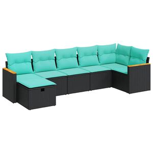vidaXL Salon de jardin 7 pcs avec coussins noir r&eacute;sine tress&eacute;e