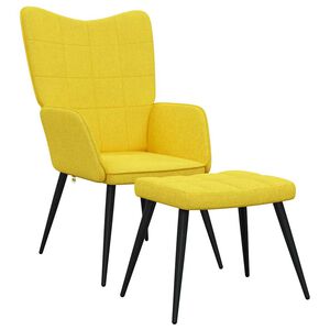 vidaXL Chaise de relaxation avec tabouret Jaune moutarde Tissu