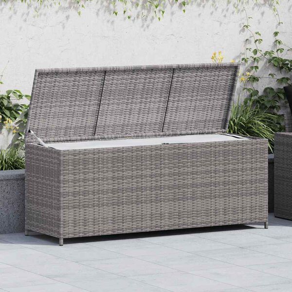 vidaXL Boîte de rangement de jardin gris 150x50x60 cm résine tressée