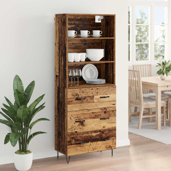 vidaXL Haut Armoire avec tiroir 2 pcs Bois ancien Bois d'ing&eacute;nierie