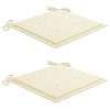 vidaXL Chaises de jardin lot de 2 et coussins crème Bois teck massif