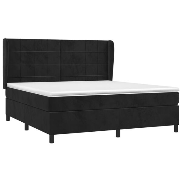 vidaXL Sommier &agrave; lattes de lit avec matelas Noir 180x200 cm Velours
