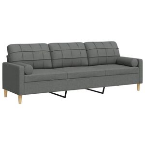 vidaXL Canap&eacute; 3 places avec oreillers gris fonc&eacute; 210 cm tissu