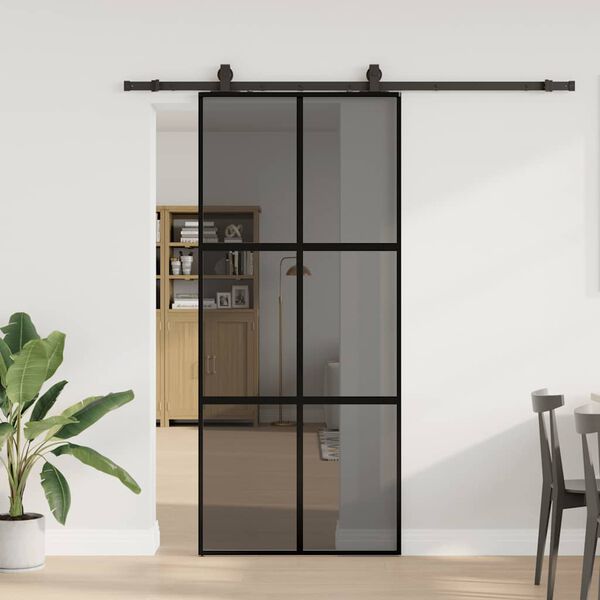 vidaXL Porte coulissante avec kit de quincaillerie noir 90x205 cm