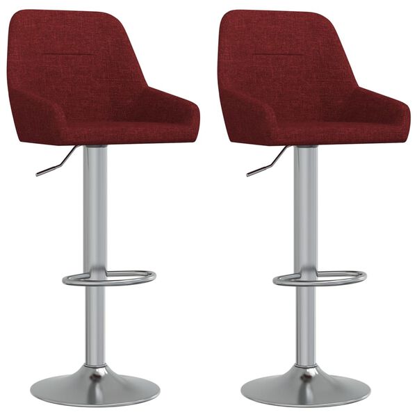 vidaXL Tabourets de bar lot de 2 rouge bordeaux tissu