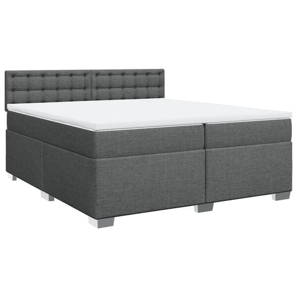 vidaXL Sommier &agrave; lattes de lit avec matelas Gris fonc&eacute; 200x200cm Tissu