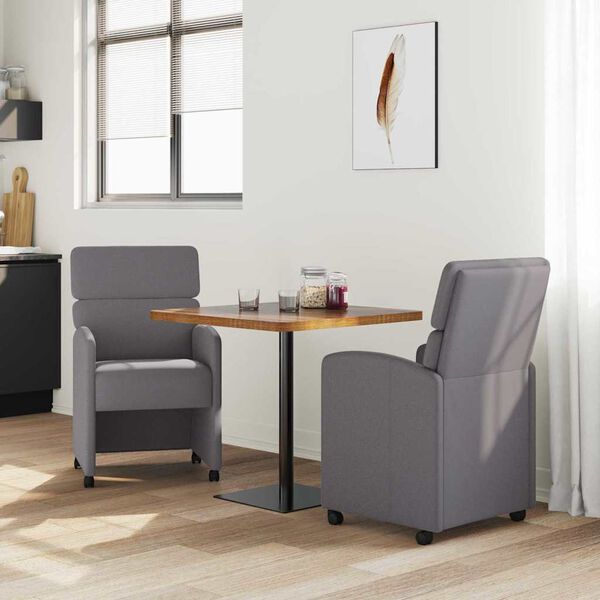 vidaXL Chaises de Salle à Manger avec Roues 2 pcs Gris 58 x 65 x 98 cm