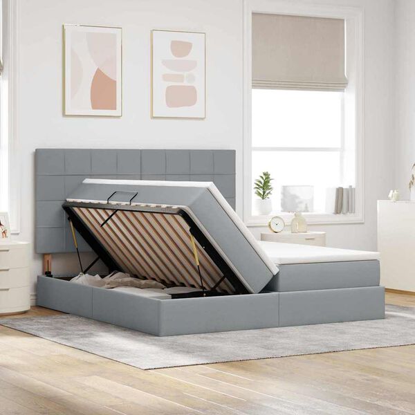 vidaXL Lit de Rangement Gris clair 180 x 200 cm Cuir synth&eacute;tique